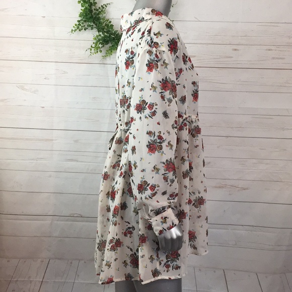 Free People XS Sheer Floral Tunic Long sleeve Top - Picture 4 of 8